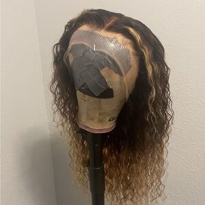 Ombre Brown and Blonde Curly Wig 22”.